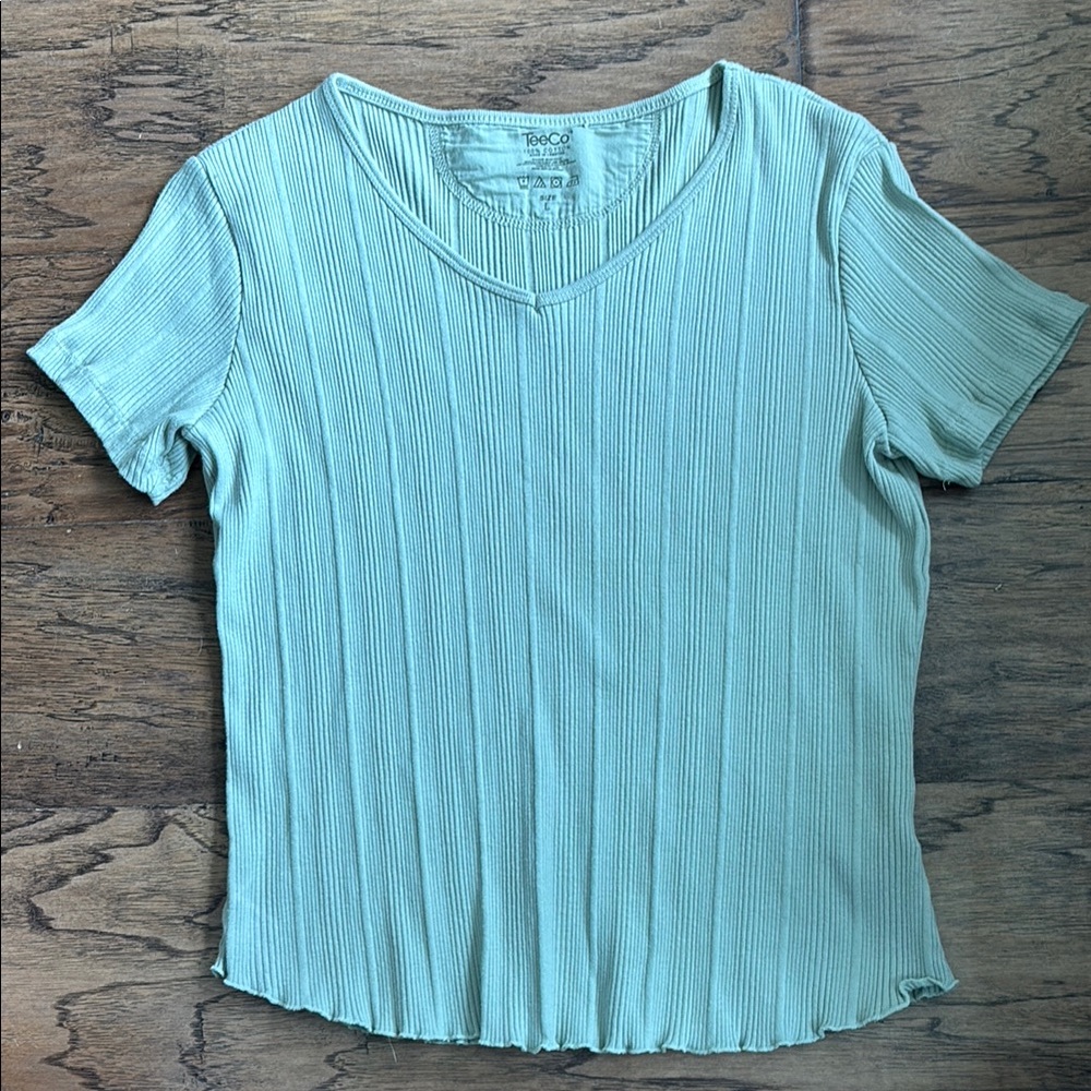 Light Green 100% Cotton Ribbed Top